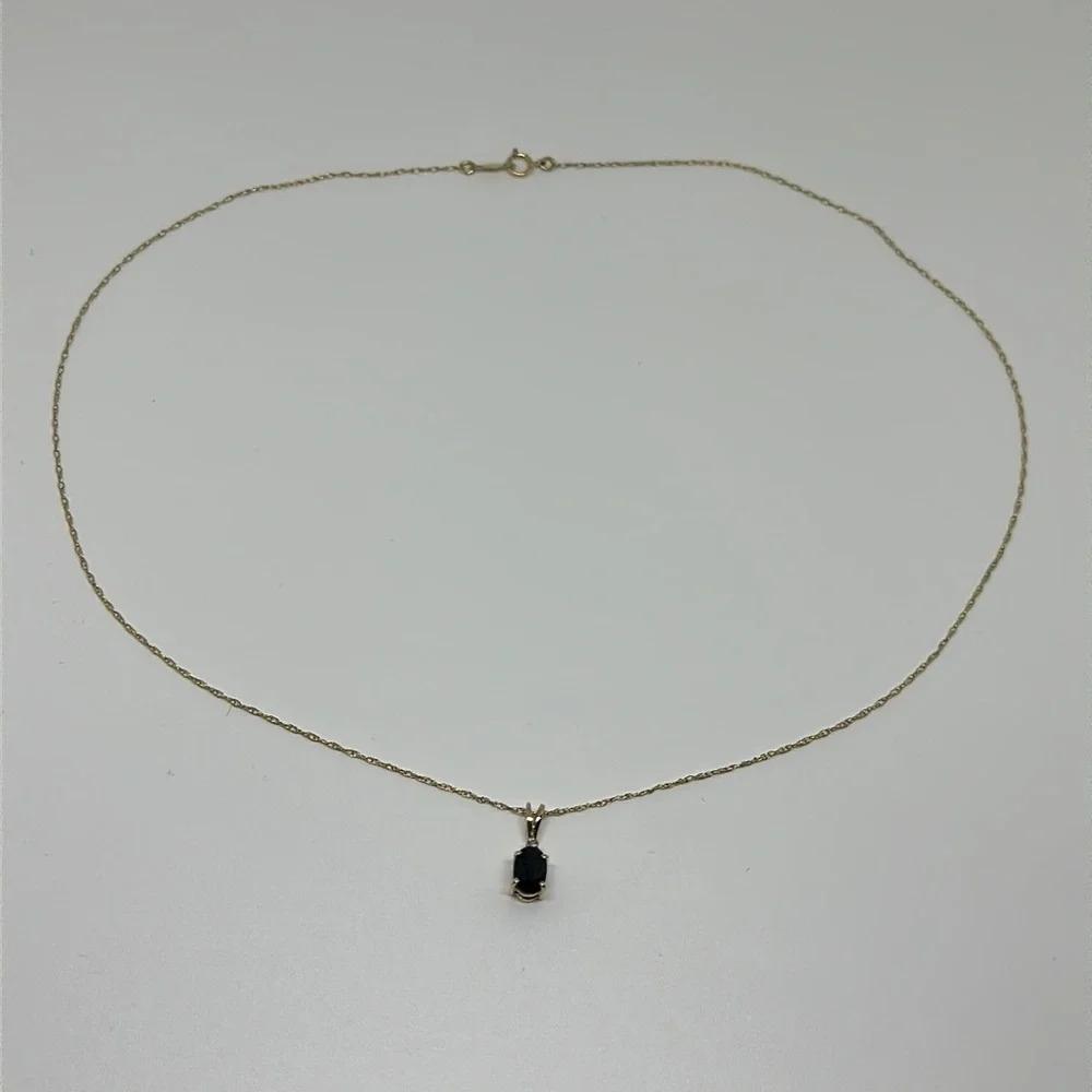 14k Gold, Onyx, Diamond Pendant & 14k Gold 16” Necklace - Picture 3 of 10